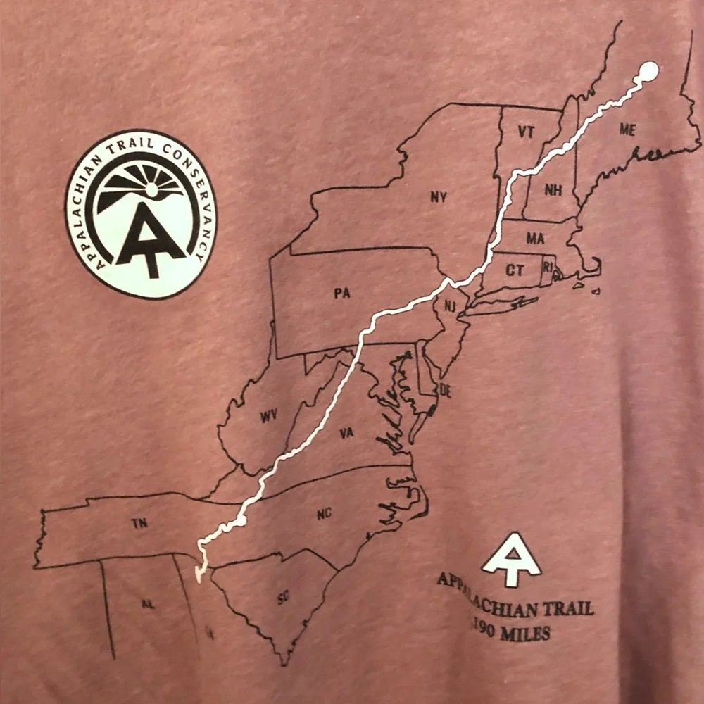 Appalachian Trail Map Graphic TShirt Bella Canvas Mauve Clay Cotton Poly 2X - Picture 2 of 5